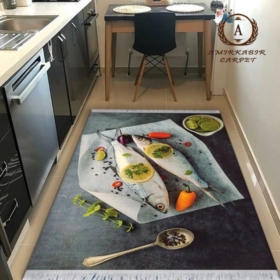 تصویر فرش آشپزخانه طرح ماهی کد 101403 