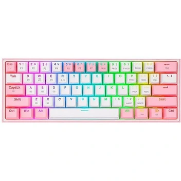 تصویر كيبورد Redragon مدل k616 ا Redragon K616 FIZZ Pro 61-Key RGB Mechanical Gaming Keyboard – Pink/White Redragon K616 FIZZ Pro 61-Key RGB Mechanical Gaming Keyboard – Pink/White