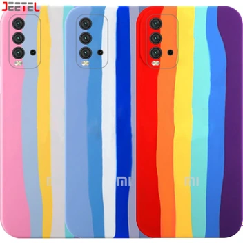 تصویر قاب گوشی شیائومی ردمی 9 تی کاور سیلیکونی رنگین کمان با محافظ لنز دوربین  Xiaomi Redmi 9T ا New Rainbow Silicone case for Xiaomi Redmi 9T New Rainbow Silicone case for Xiaomi Redmi 9T