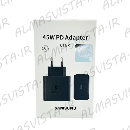 تصویر شارژر موبایل سامسونگ TA845XBEGW توان 45 وات ا Samsung TA845XBEGW  2Pin  45W Adapter EU Port Samsung TA845XBEGW  2Pin  45W Adapter EU Port
