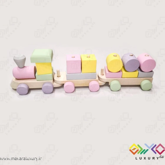 تصویر اسباب بازی پازل قطار چوبی مونته سوری با رنگ ساده MKT06 