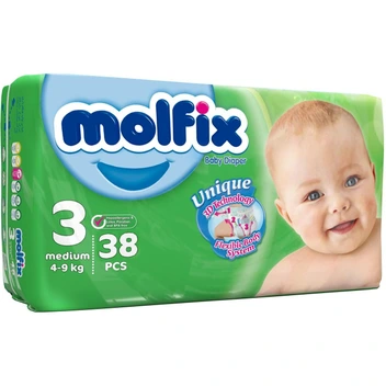 تصویر پوشک مولفیکس سایز 3 بسته 38 عددی ا Molfix diaper size 3 pack of 38 Molfix diaper size 3 pack of 38