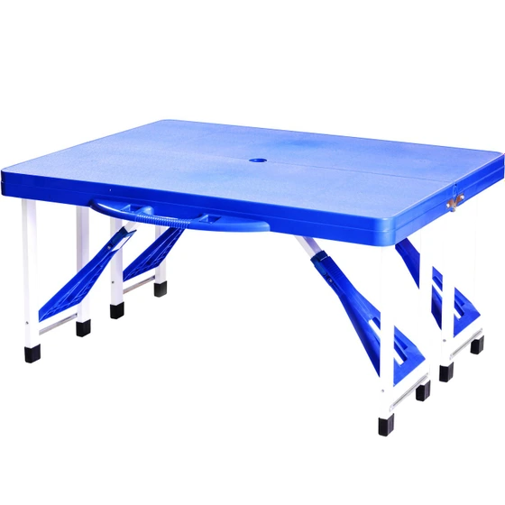 تصویر میز و صندلی 4 نفره تاشو رنگ آبی 