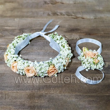 تصویر تاج گل سر و دستبند عروس 