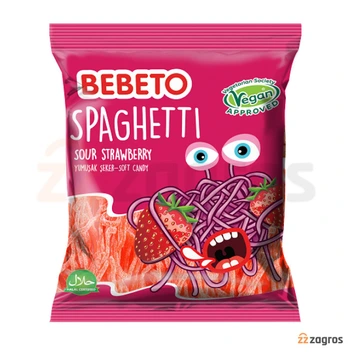 تصویر پاستیل ببتو مدل اسپاگتی با طعم توت فرنگی 60 گرمی 