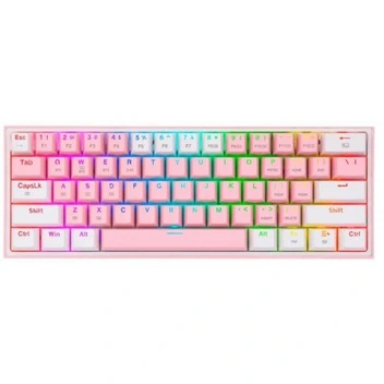 تصویر كيبورد Redragon مدل k616 ا Redragon K616 FIZZ Pro 61-Key RGB Mechanical Gaming Keyboard – Pink/White Redragon K616 FIZZ Pro 61-Key RGB Mechanical Gaming Keyboard – Pink/White