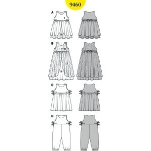 تصویر الگو خیاطی سرهمی و پیراهن دخترانه بوردا کیدز کد 9460 سایز 2 تا 6 سال متد مولر 