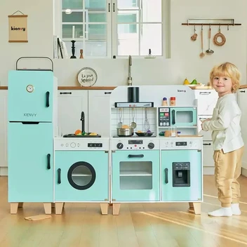 تصویر ست آشپزخانه اسباب بازی چوبی کودک مدل 8002 cabinet modern wooden - آبی 