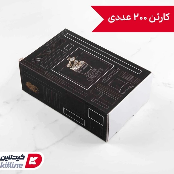تصویر جعبه سوخاری یکبارمصرف کشویی طرح دار مشکی 