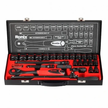 تصویر جعبه بکس 27 عددی مشکی 1/2اینچ رونیکس مدل RH-2627 ا Ronix RH-2627  Ratchet Wrench And Screwdriver Ronix RH-2627  Ratchet Wrench And Screwdriver