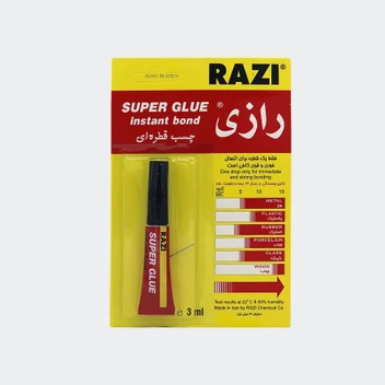 تصویر چسب قطره ای رازی مدل Super Glue حجم 3 میلی لیتر ا Razi Super Glue Instant Bond Adhesive ۳ml Razi Super Glue Instant Bond Adhesive ۳ml