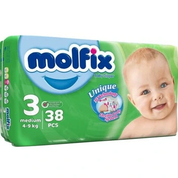 تصویر پوشک سایز 3 مولفیکس - 38 عددی ا Molfix Baby Diaper Medium Size 3 - 38 pcs Molfix Baby Diaper Medium Size 3 - 38 pcs