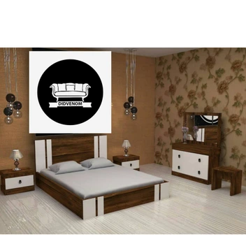 تصویر تخت خواب دونفره سرویس کامل مدل یاس 