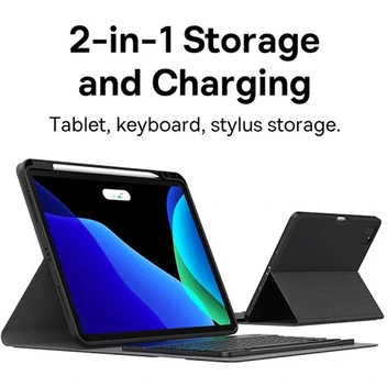 تصویر کیف کیبورد آیپد پرو 12.9 اینچ بیسوس Baseus Brilliance Detachable Keyboard Leather Case For iPad Pro 12.9 2021 / 2020 / 2018 