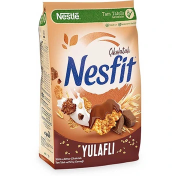 تصویر کورن فلکس رژیمی نسفیت نستله شکلاتی Nestle Nesfit YULAFLI ترکیب دانه های کامل غلات و کاکائو 400 گرم 