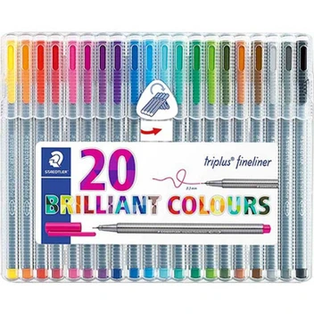 تصویر روان نویس triplus استدلر 20 رنگ جعبه طلقی ا Triplus 20 Color Rollerball Pen Triplus 20 Color Rollerball Pen
