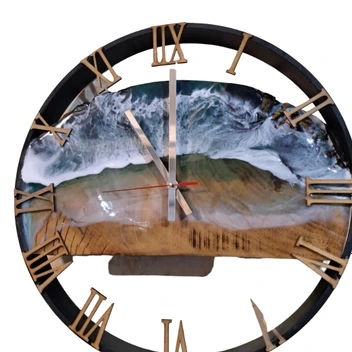 تصویر ساعت دیواری روستیک کارشده بارزین اپوکسی طرح موج سایز۴۵ 