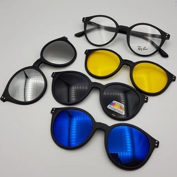 تصویر عینک طبی به همراه 4 کاور مگنتی آفتابی کد 2285 