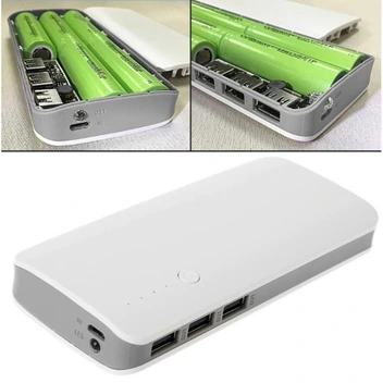 تصویر کیس پاور بانک سه خروجی USB به همراه برد 5 باتری 