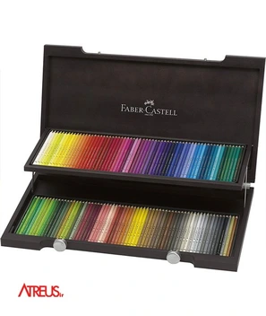 تصویر مداد رنگی پلی کروموس، جعبه چوبی 120 رنگ 