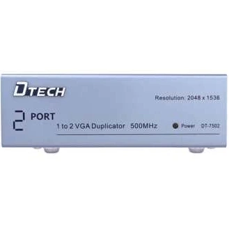 تصویر اسپلیتر VGA دو پورت با کیفیت 500 مگاهرتز Dtech DT-7502 