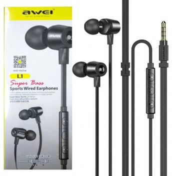 تصویر هندزفری Awei L1 مشکی ا Awei L1 super bass sports wired earphone Awei L1 super bass sports wired earphone