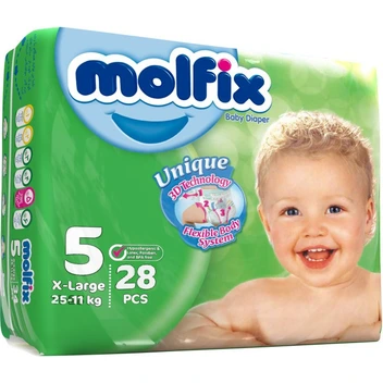 تصویر پوشک مولفیکس سایز 5 بسته 28 عددی ا Molfix diaper size 5 pack of 34 Molfix diaper size 5 pack of 34